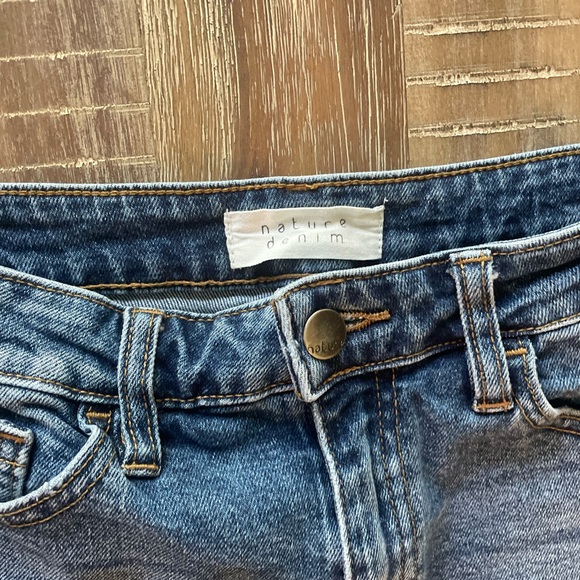 Nature Denim Distressed Raw Hem Dark Wash Denim Shorts - Picture 6 of 6